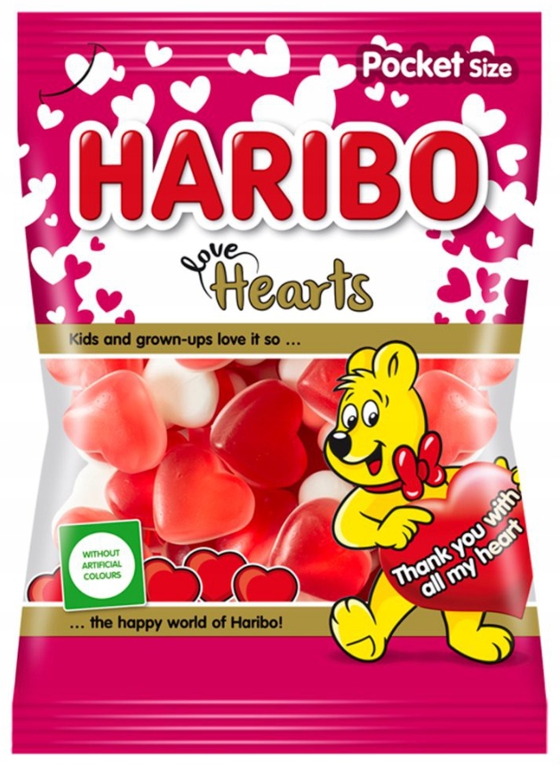 Haribo Żelki Owocowe Piankowe Serduszka Love Hearts Serca Walentynki 80g