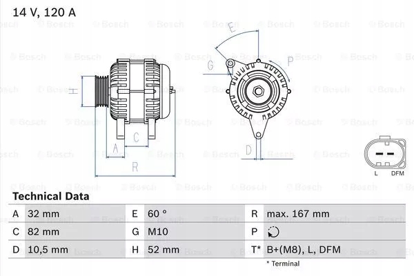 Alternator (14V, 120A) pasuje do: PORSCHE 911, 911 TARGA, BOXSTER 2.5-3.6 0