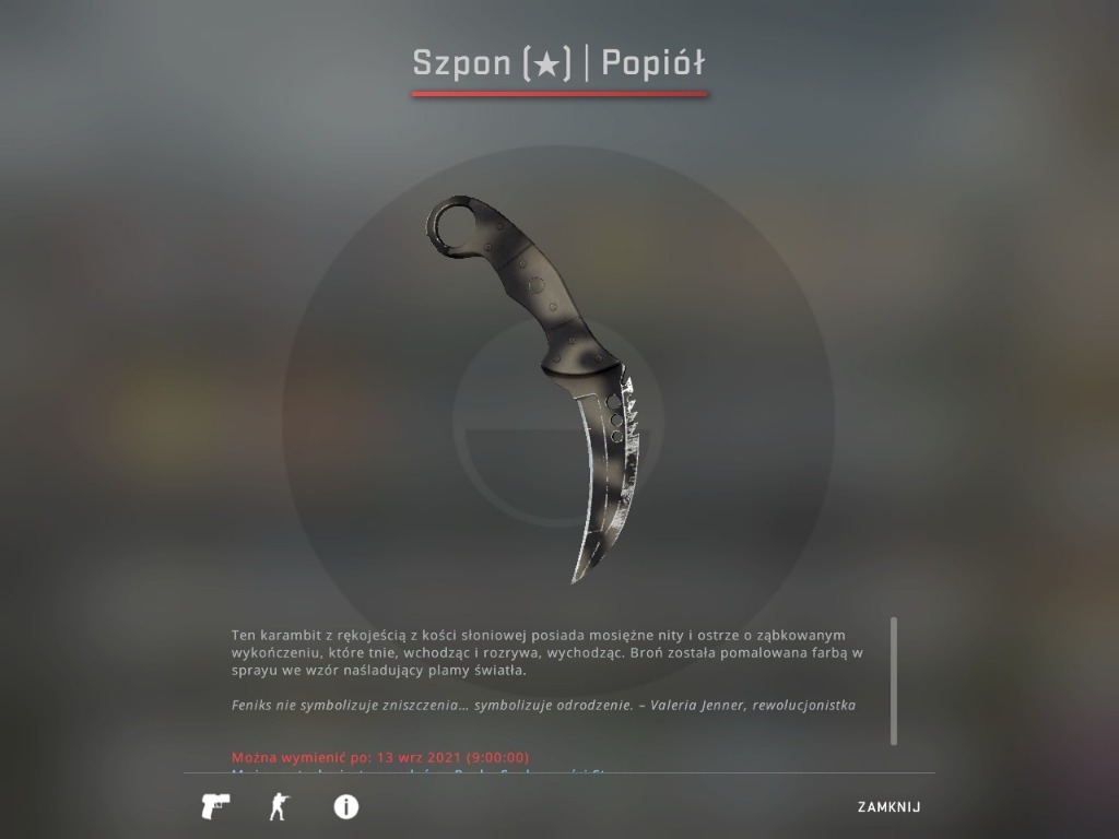 Szpon Popiół Talon Knife Scorched Nóż Kosa cs:go