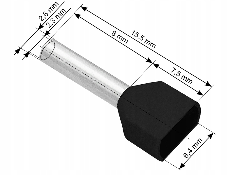 Konektor izol.tulejka 2x1,5/8 czarna