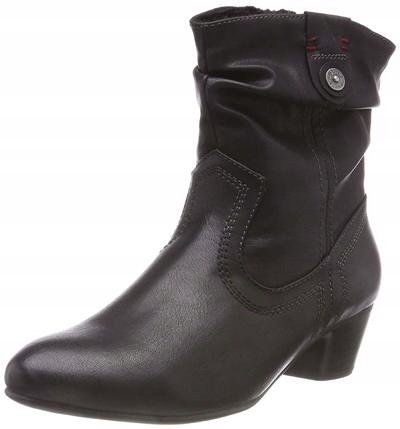 S.OLIVER BUTY DAMSKIE BOTKI CZARNE NA OBCASIE R.38