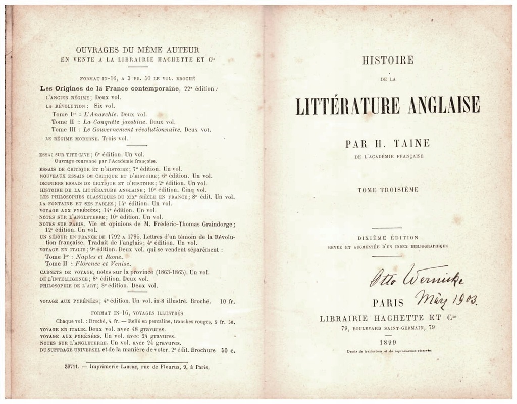 HISTORIA LITERATURY ANGIELSKIEJ - H. Taine / 1899