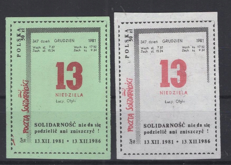 SOLIDARNOŚĆ - 1986 ROK KARTKA Z KALENDARZA