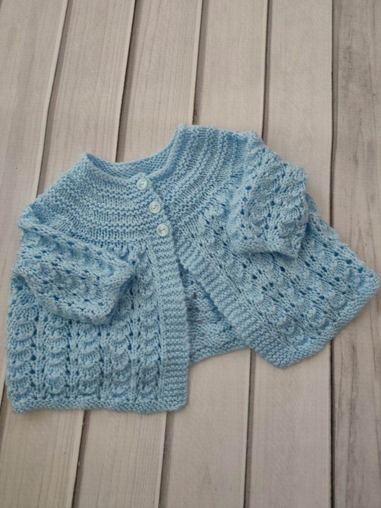 Handmade Sweterek niebieski dla dziewczynki r. 80