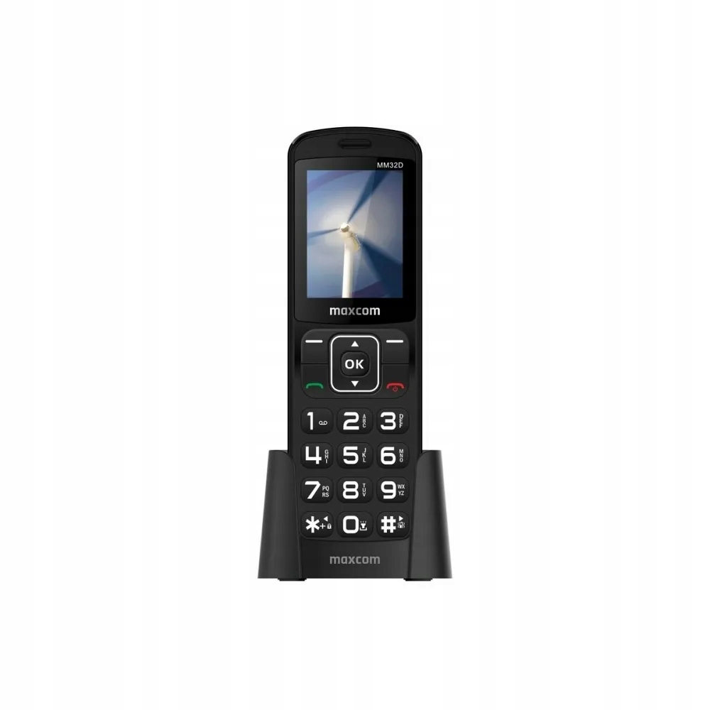 Telefon dla Seniora Maxcom MM 32D czarny + stacja