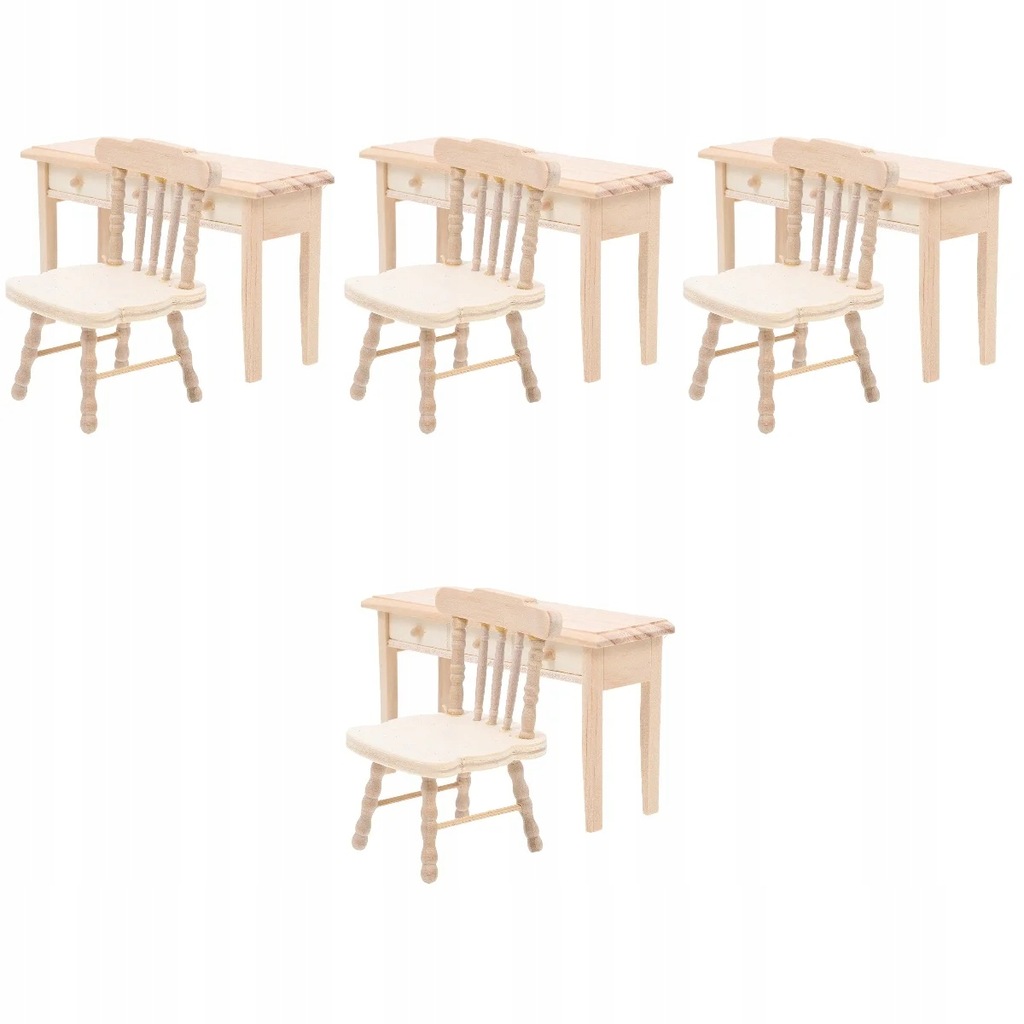 4 Sets Miniature Desk Chair Model Wooden Chair