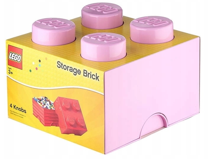 LEGO DUŻY POJEMNIK PUDEŁKO KLOCEK jasnoróżowy 25x25cm