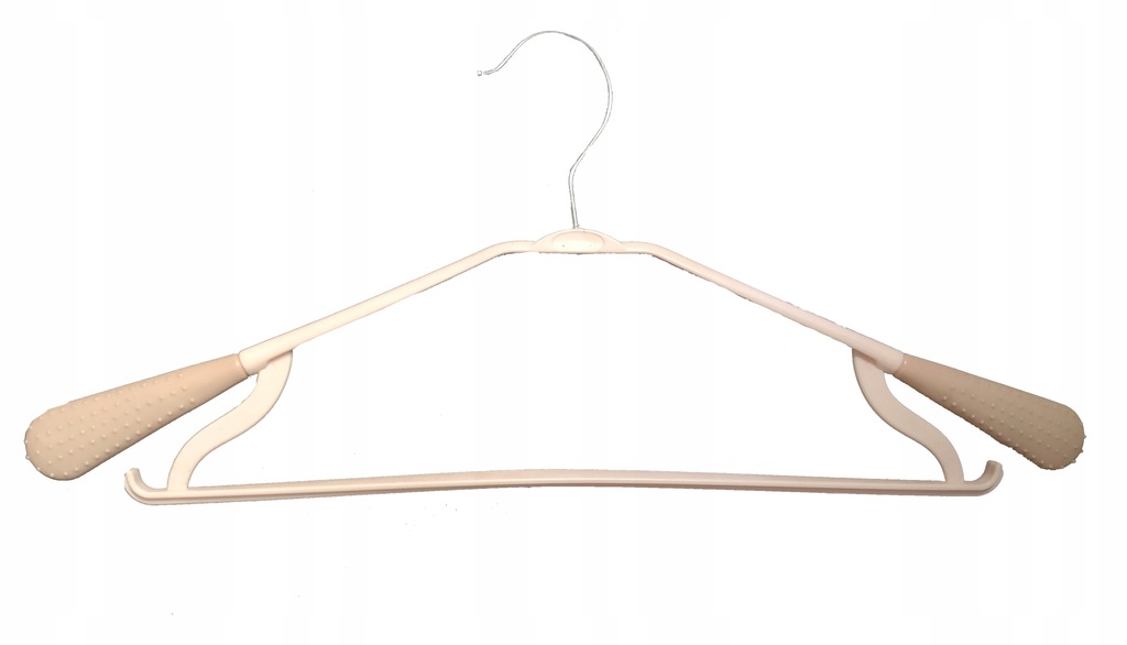 Wieszak na ubrania beż plastikowy, metalowy haczyk