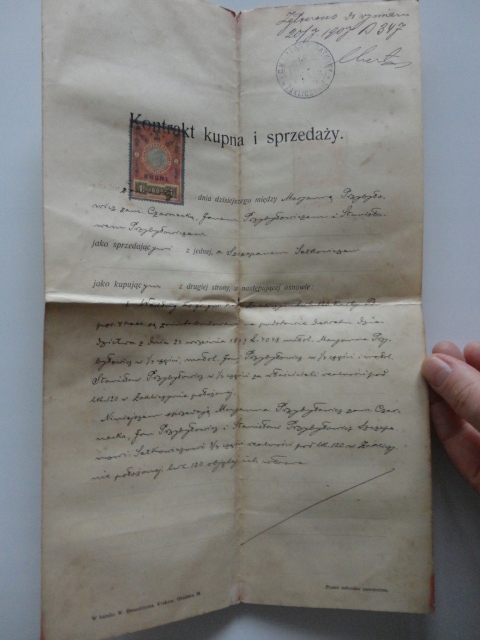 ZAKLICZYN UMOWA KUPNA SPRZEDAZY 1907 ROK