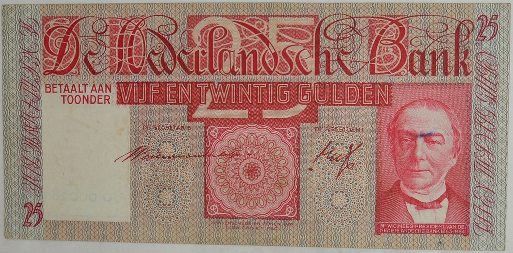 7.db.Holandia, 25 Guldenów 1941, P.50, St.3+