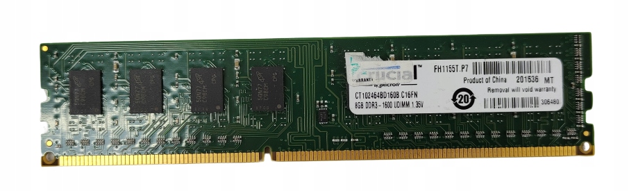 CRUCIAL RAM DDR3L 8GB 1600MHz CL11 CT102464BD160B.C16FN - 14556947707 ...