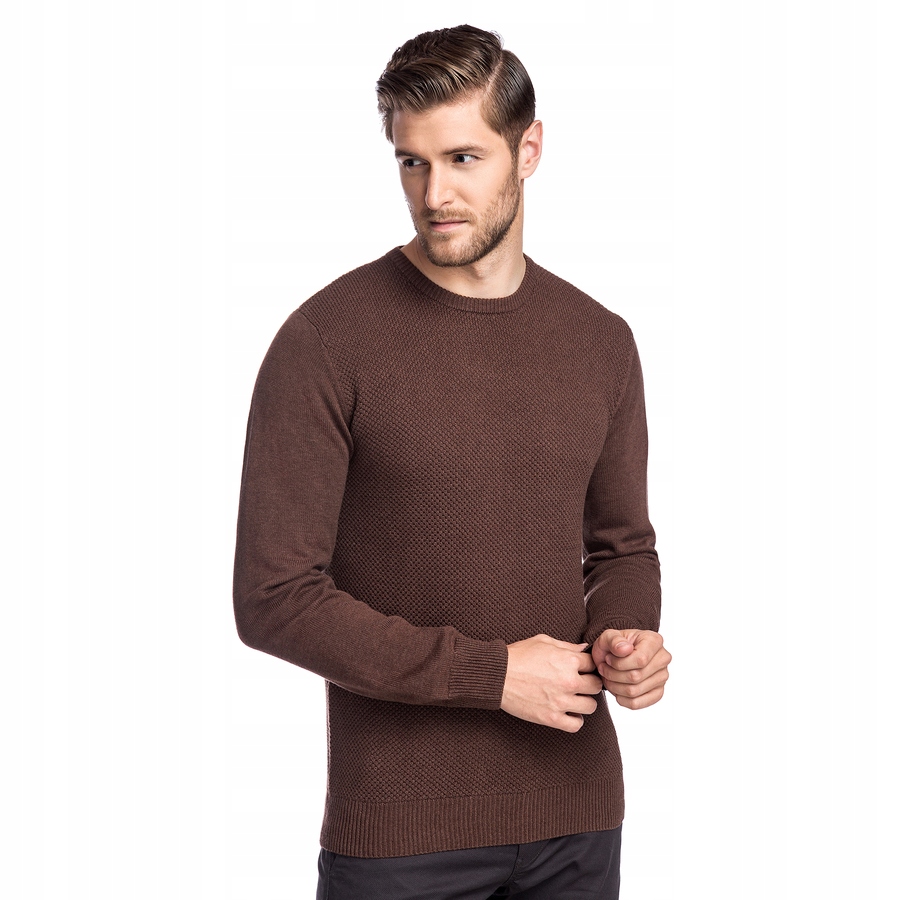 Sweter męski bawełniany brązowy M
