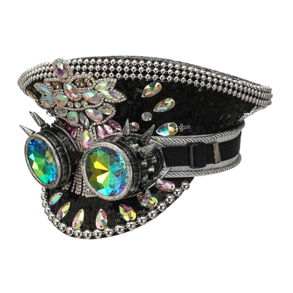 Rhinestones Hat Glitter Punk Women Sparkly Sequin Disco Hat Party Hat ...