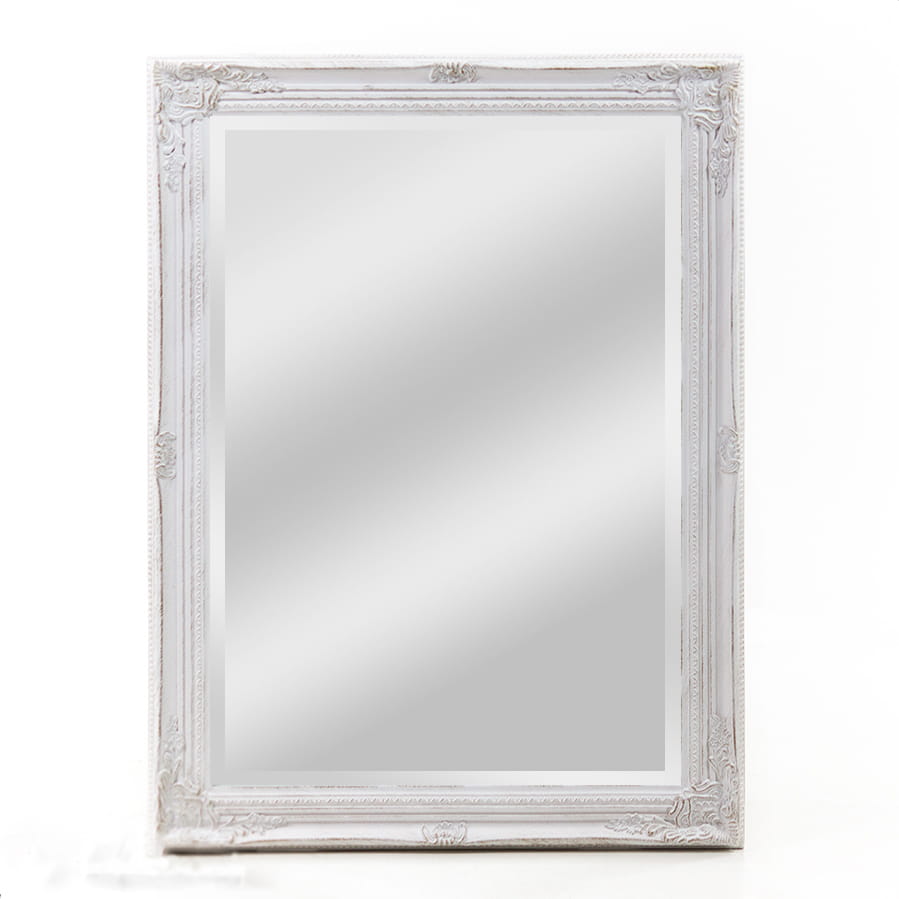 Stylowe białe lustro w ozdobnej ramie 82 cm