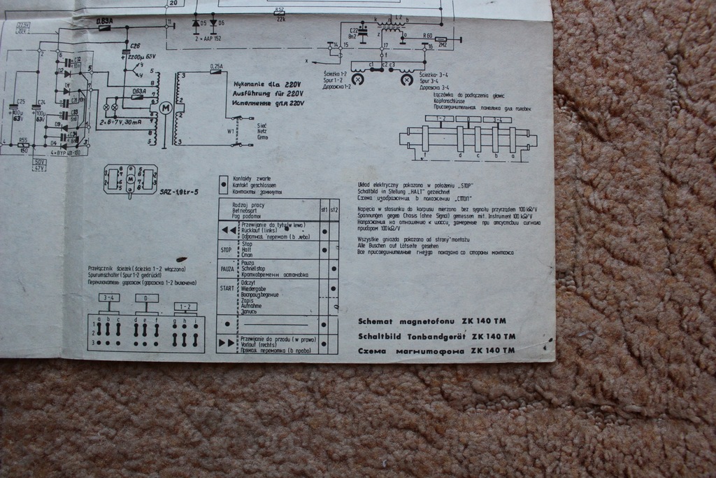 SCHEMAT MAGNETOFON ZK-140 TM