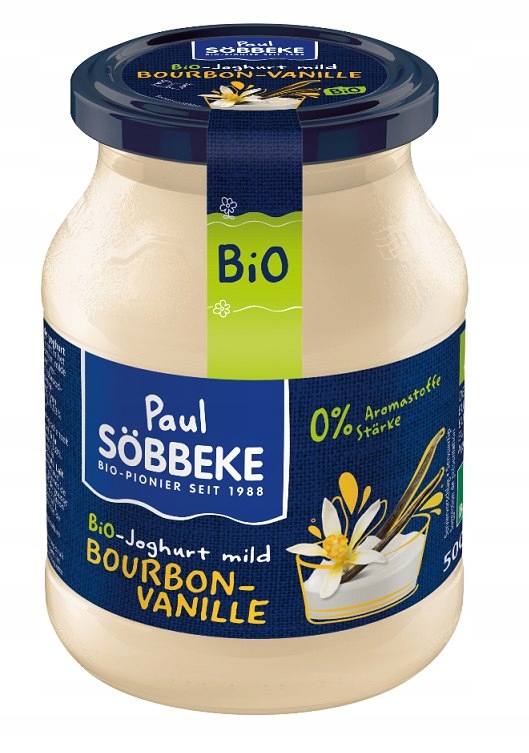 JOGURT KREMOWY WANILIOWY (3,8 % TŁUSZCZU W MLEKU) BIO 500 g (SŁOIK) - SOBBE