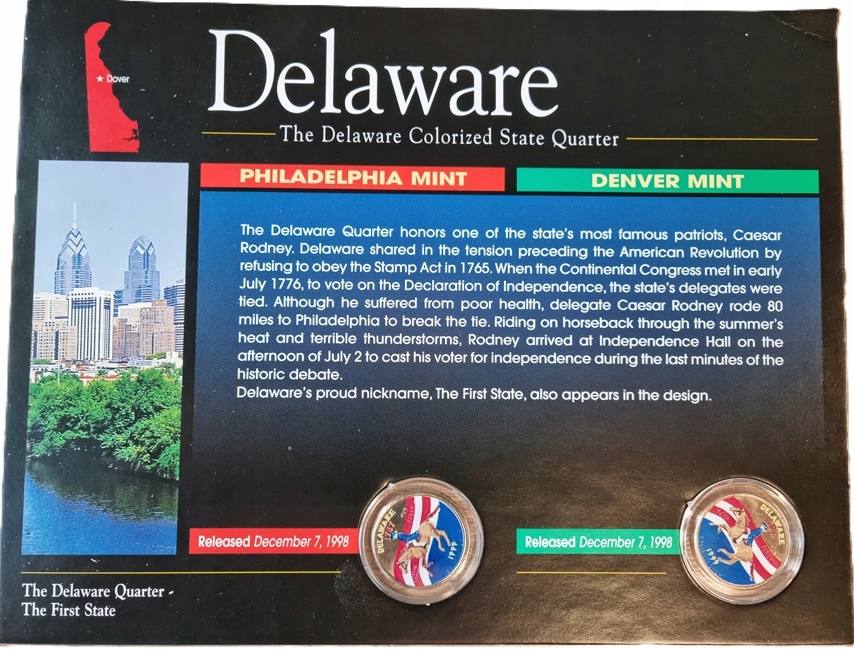 Blister 25 cent (1999) Stany USA - Delaware KOLOR Mennica D+ P komplet