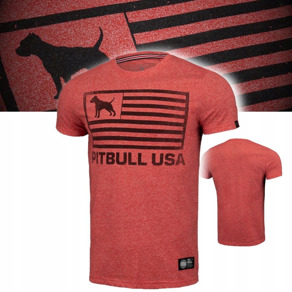 PITBULL T-SHIRT KOSZULKA MĘSKA USA MIDDLEWEIGHT CUSTOM FIT CZERWONA M