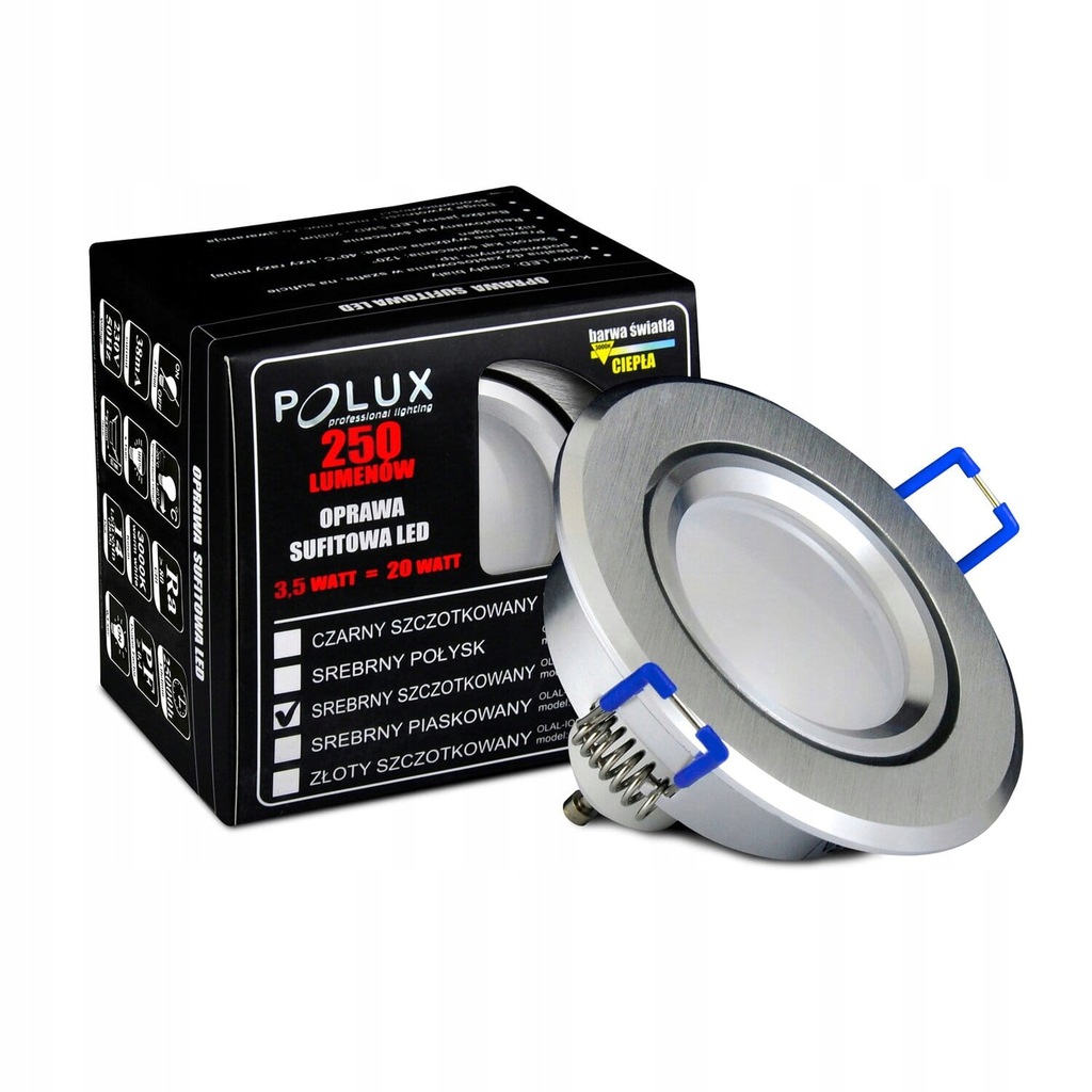 Polux Oczko sufitowe LED OLAL srebrny połysk 3,5W