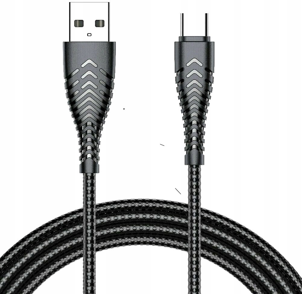 Kabel USB C VEGER USB A do typ C PD 2,4A 2.0 V104 1,2 m czarny oplot 120 cm