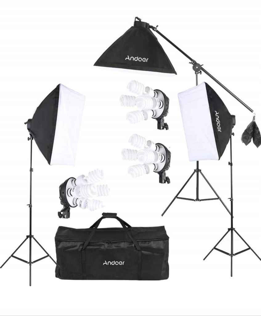 3 x LAMPA STUDYJNA SOFTBOX 50 X 70 ZESTAW OŚWIETLENIA STUDYJNEGO ANDOER x3