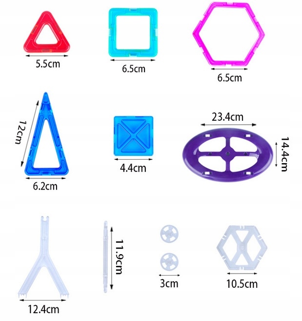 KLOCKI MAGNETYCZNE KOLOROWE 71 EL. - MAGICAL MAGNE