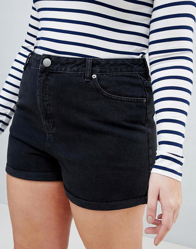 ASOS CURVE_XZX CZARNE SPODENKI JEANSOWE SZORTY__46