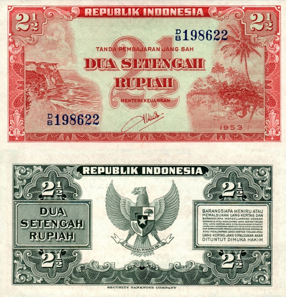 # INDONEZJA - 2 1/2 RUPII - 1953 - P-41 - UNC