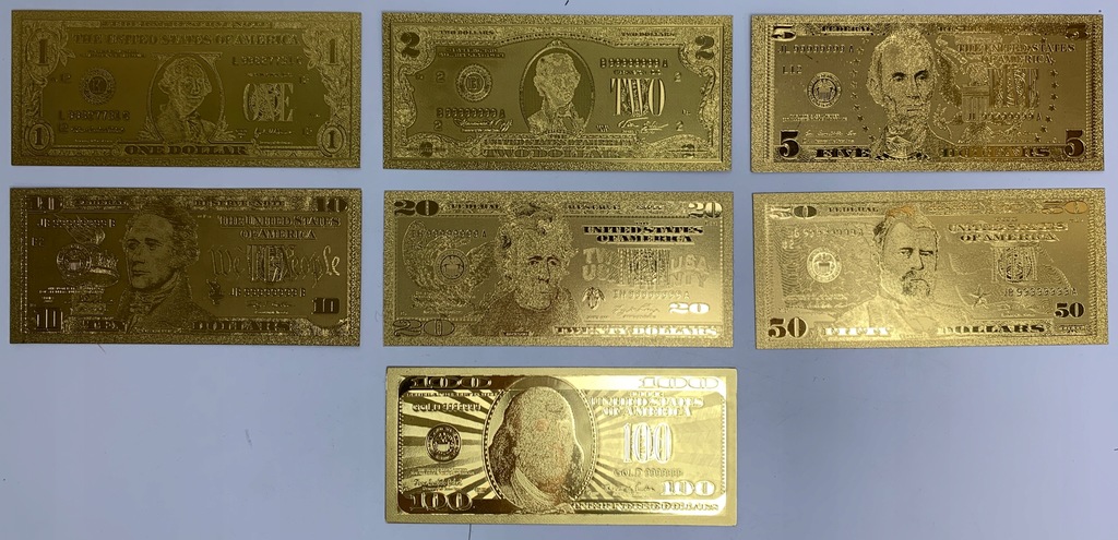 8987. USA pseudo-banknoty złocone folią