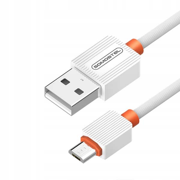 Kabel USB do ładowania microUSB Somostel szybkie ładowanie QC biały 1m