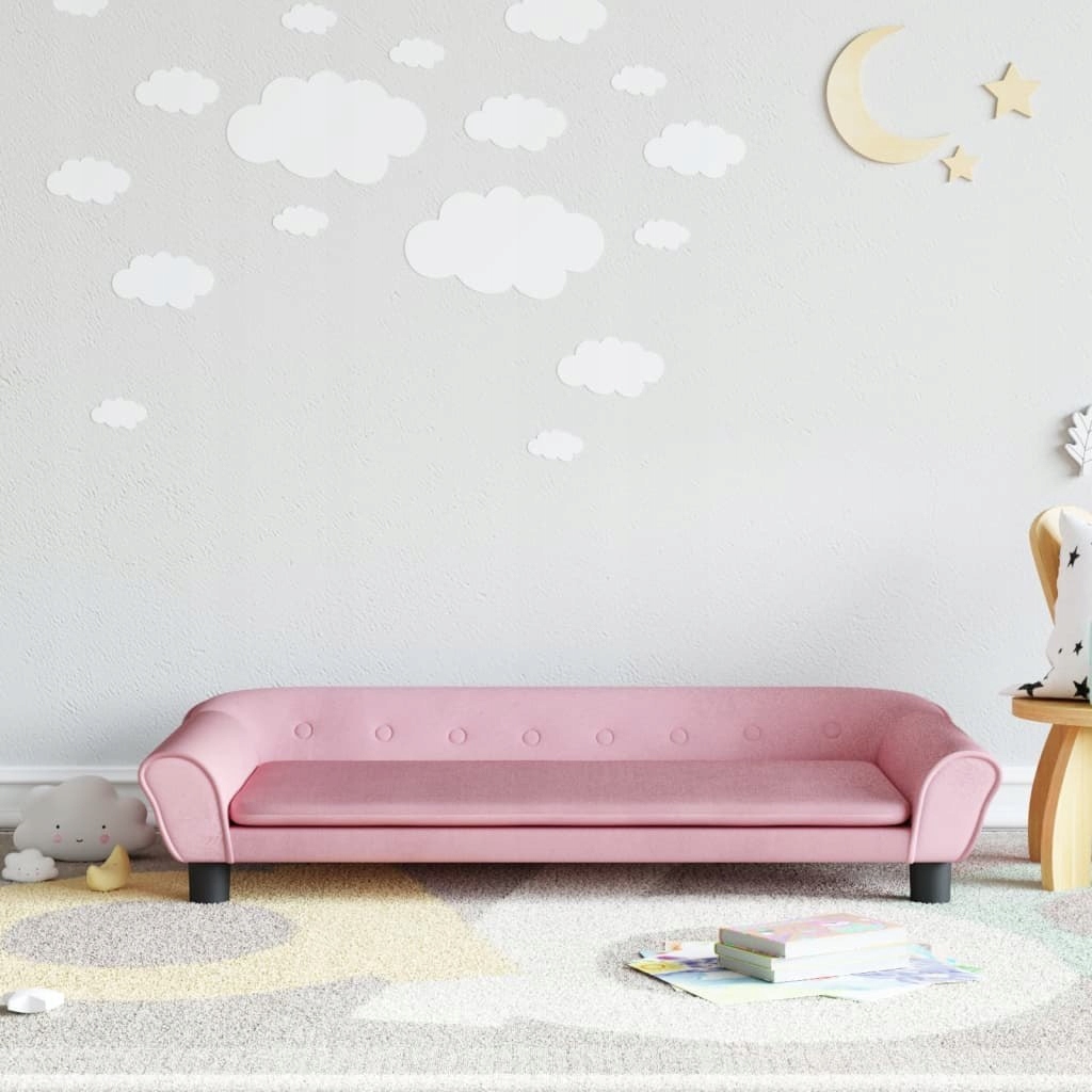 Sofa dla dzieci, różowa, 100x50x26 cm, aksamit Lum