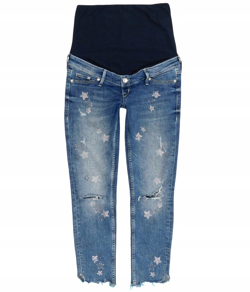 H&M ciążowe jeansy skinny jeggingsy dziury 38