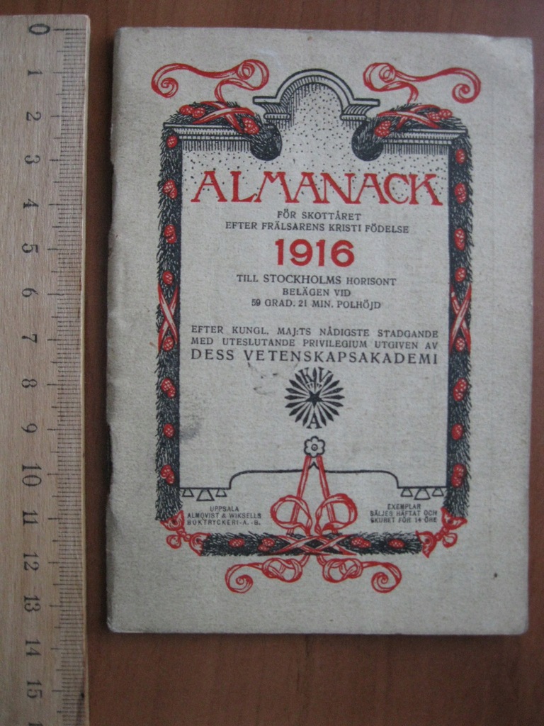 KALENDARZYK KALENDARZ SZWECJA TRAKTOR z 1916 r.