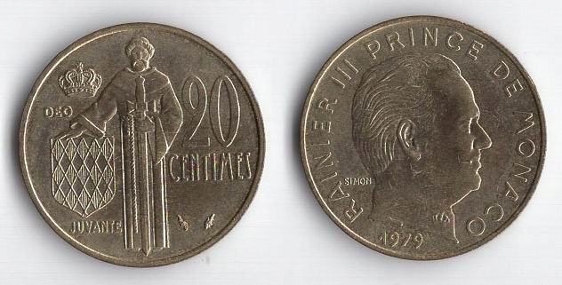 MONAKO 1979 20 CENTIMES