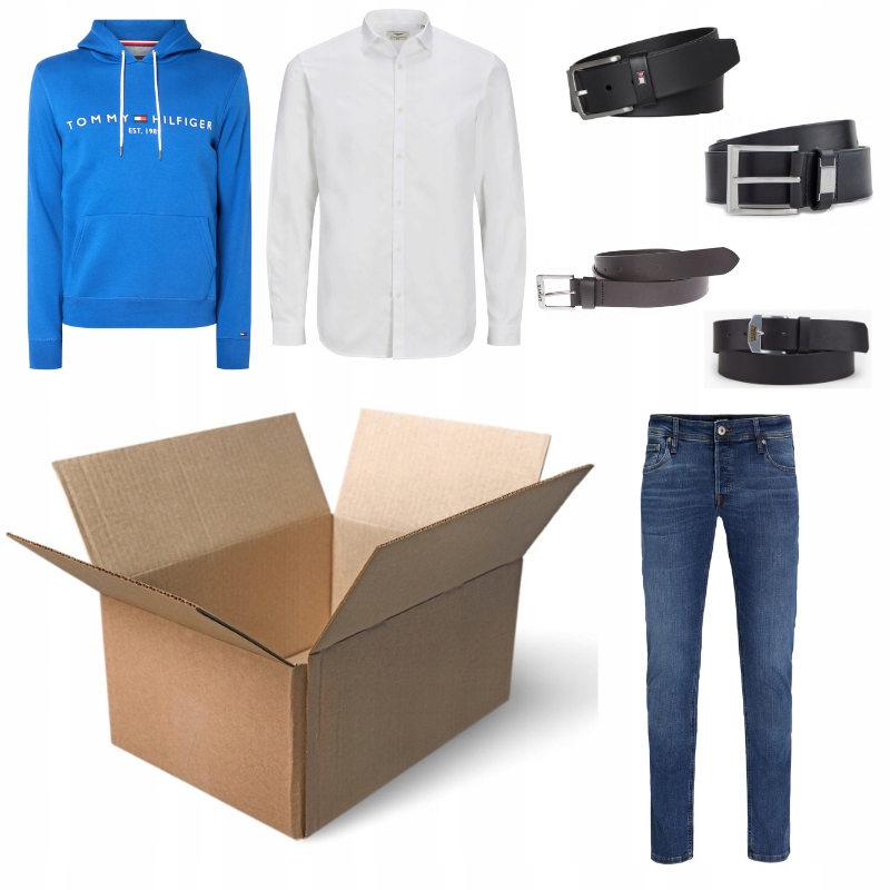 KARTON BOX MIX ODZIEZ MIX | JACK&JONES, TOMMY HILFIGER, BOSS - 23 SZT.