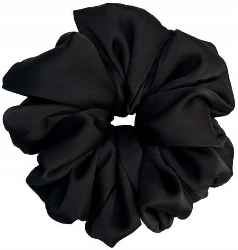 SCRUNCHIE SATYNOWA ALA JEDWAB SILKO CZARNY XXL