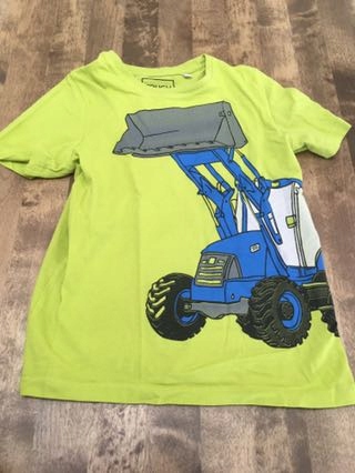 C&A 128 T-shirt koparka limonka