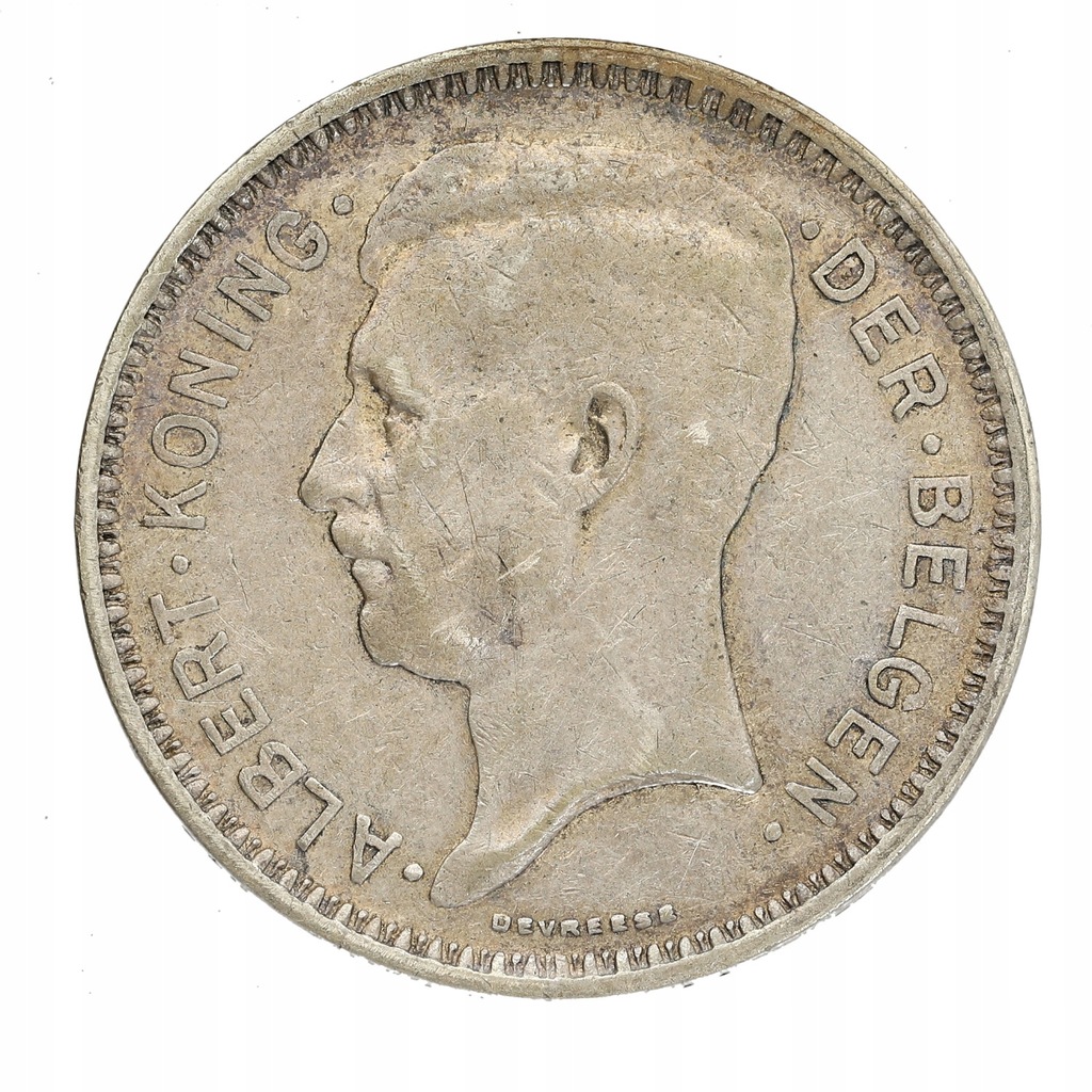 Belgia - 20 franków Albert I franc. 1934 r, Ag
