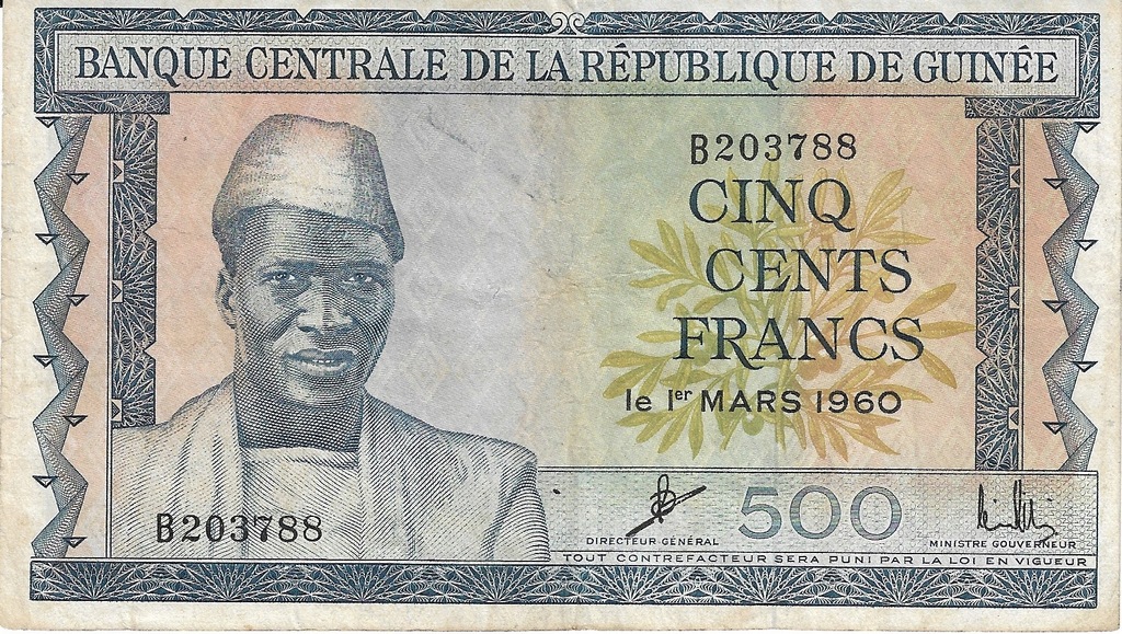 Gwinea 500 francs 1960r rzadszy