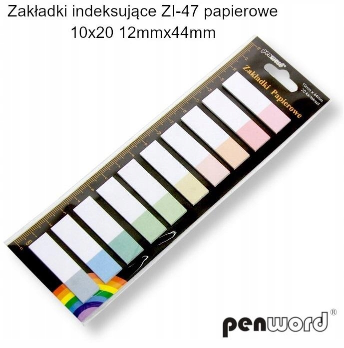 ZAKŁADKI INDEKSUJĄCE 12X44MM 10X20SZT PAPIEROWE -