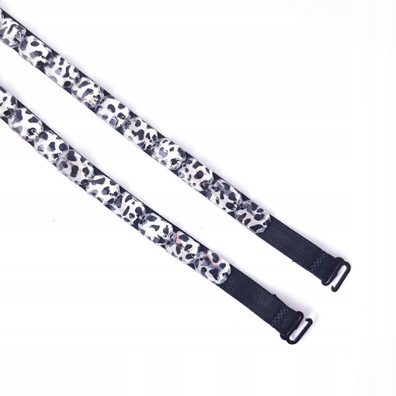 Ozdobne ramiączka do biustonosza srebrna panterka