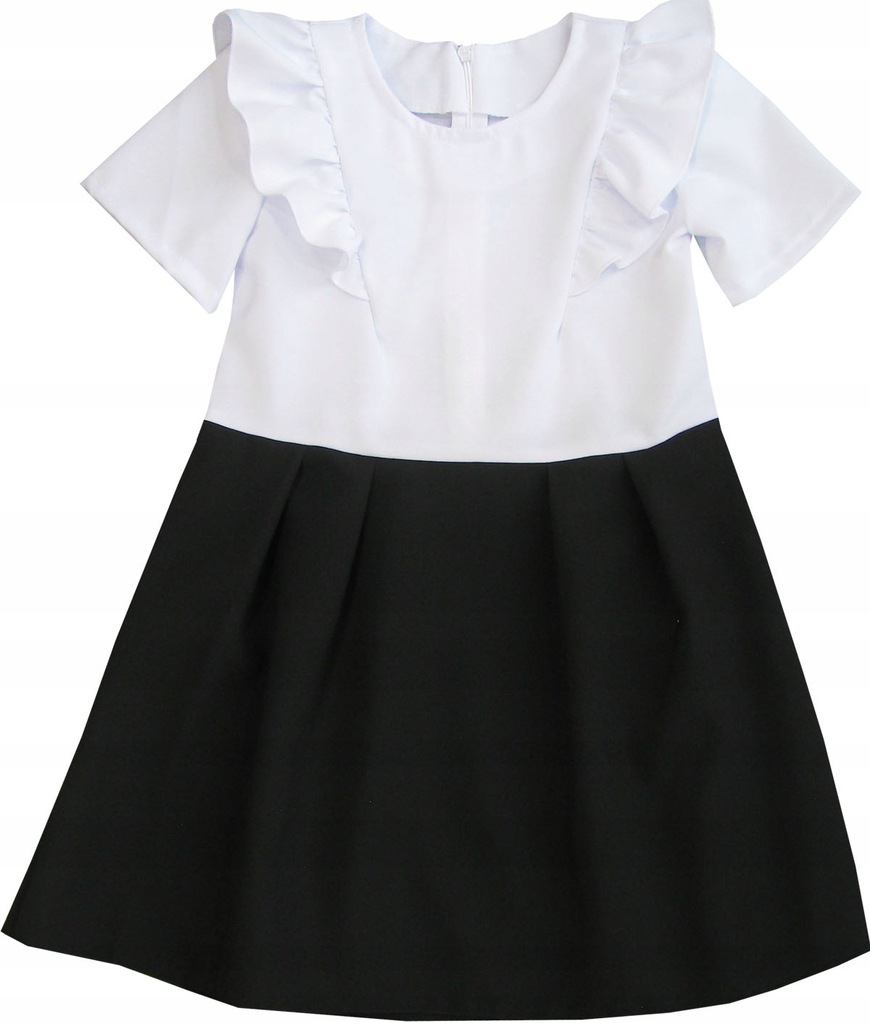 146 Sukienka SZKOLNA galowa 2w1 z FALBANKAMI szkoła PL wizytowa BS566