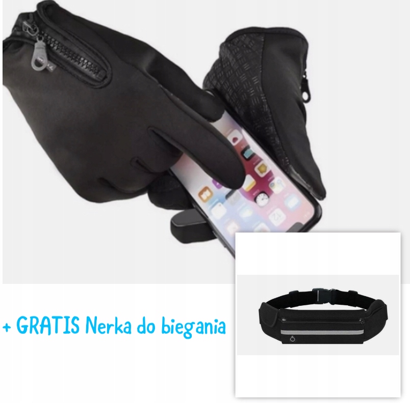 RĘKAWICZKI TRIZAND ZIMOWE MĘSKIE NA ROWER DO SMARTFONA + NERKA GRATIS !