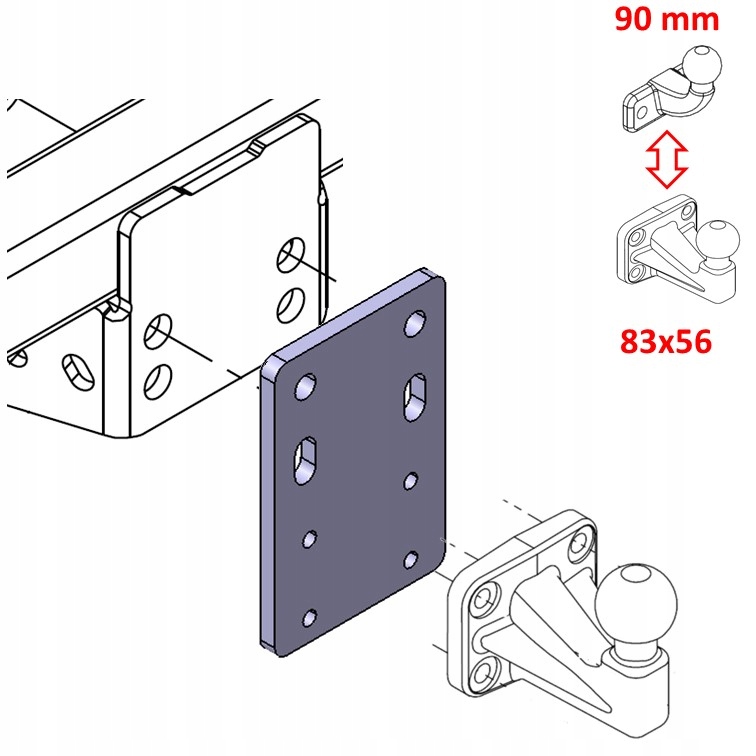 ADAPTER KULI 83x56mm->90mm Toyota RAV4 I 94-00