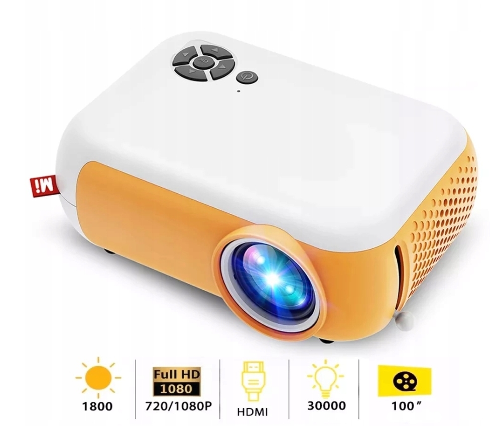 PRZENOŚNY RZUTNIK MINI PROJEKTOR LED FULL HD USB