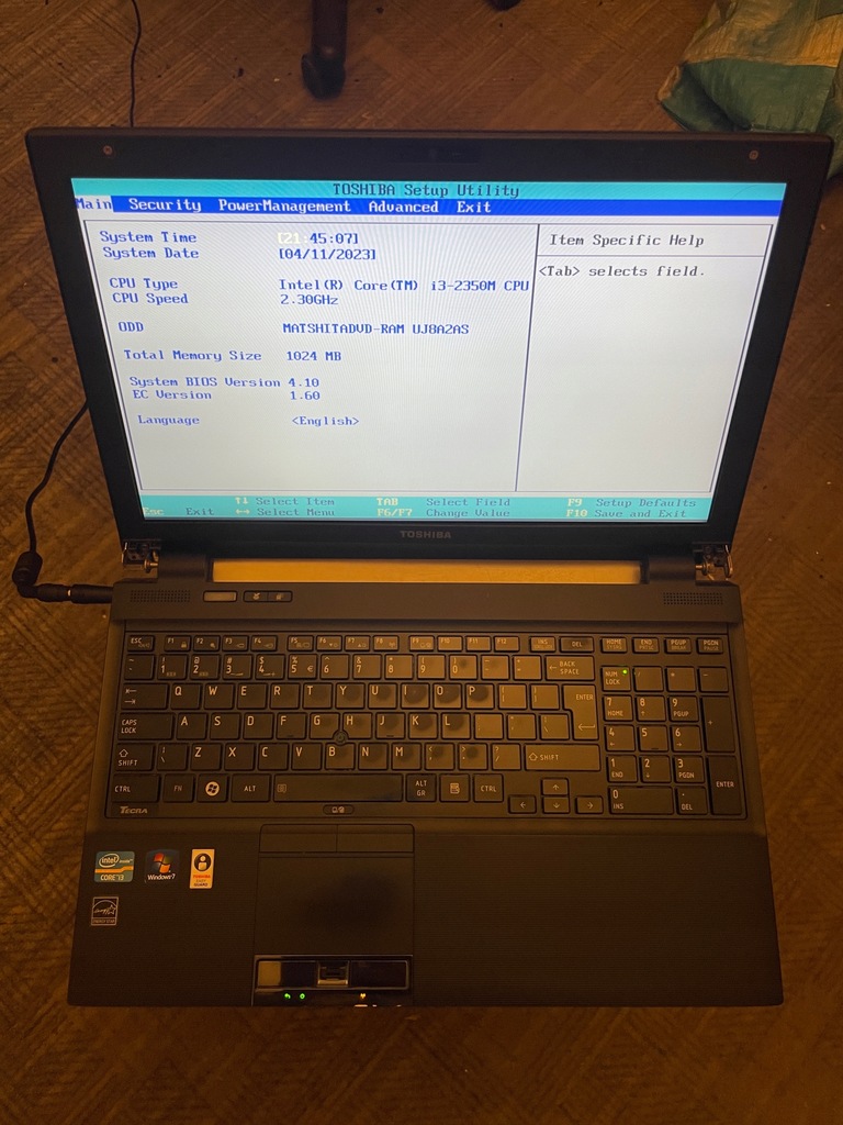 Laptop Toshiba TECRA R850