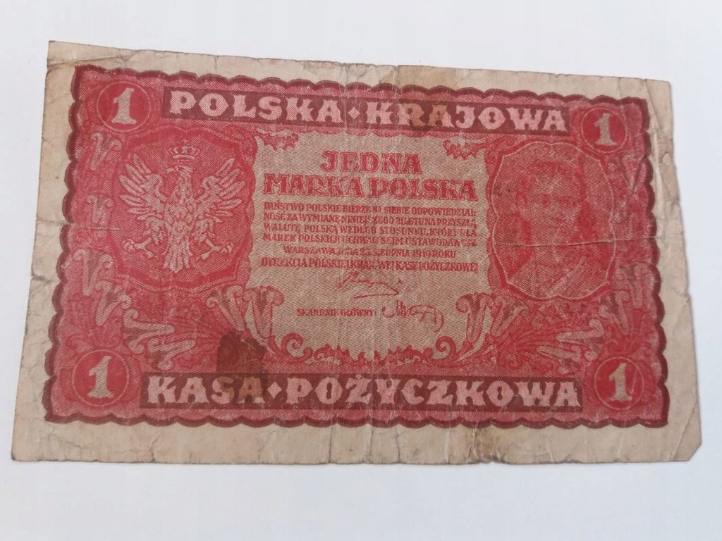 banknot 1 mk polska 1919