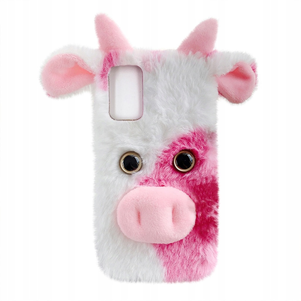 Cartoon Cow Furry Fluffy Telefon Case Pluszowa