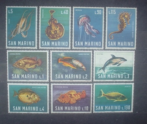 seria Mi 869 - 878 ** SAN MARINO FAUNA MORSKA