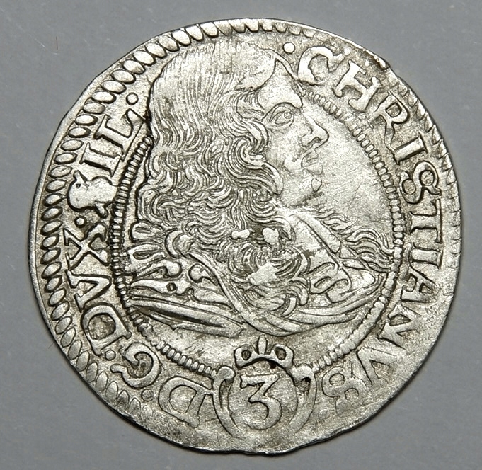 pz 3 krajcary 1669 Chrystian Wołowski - kartusz z koroną - rzadkie